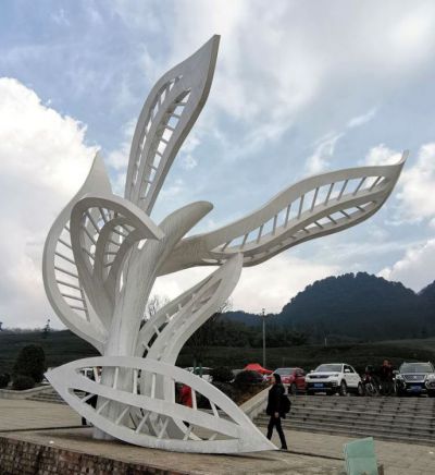 不锈钢茶叶茶树景观雕塑