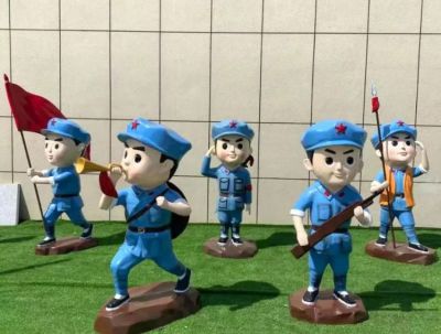 玻璃钢卡通红军战士雕塑