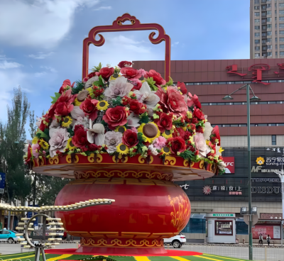玻璃钢大花篮雕塑节日庆典景观装饰雕塑 玻璃钢大花篮雕塑节日庆典景观装饰雕塑