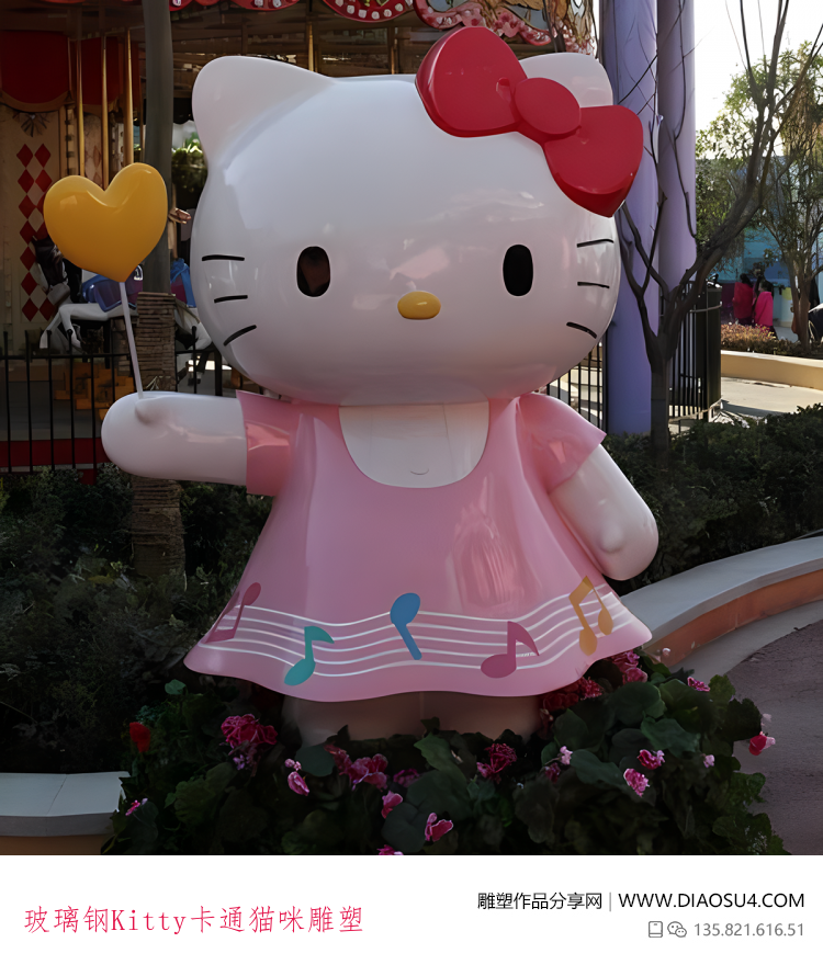 玻璃钢Kitty卡通猫咪雕塑
