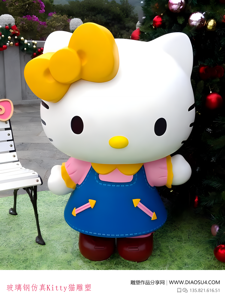 玻璃钢仿真Kitty猫雕塑
