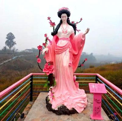玻璃钢彩绘十二花神古代美女人物雕塑