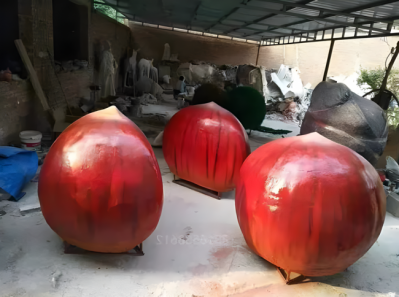 玻璃钢板栗雕塑，仿真板栗、卡通板栗公仔